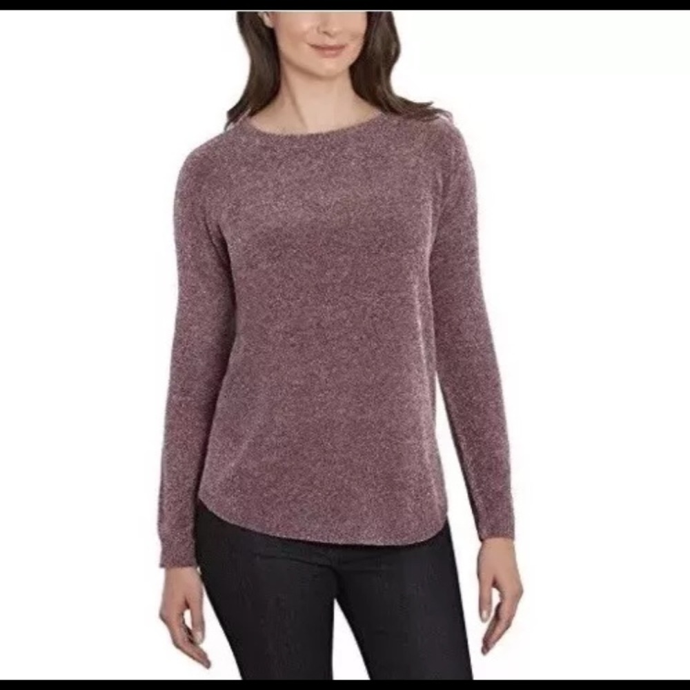 Ellen Tracy Women’s Bordeaux Tweed Sweater -